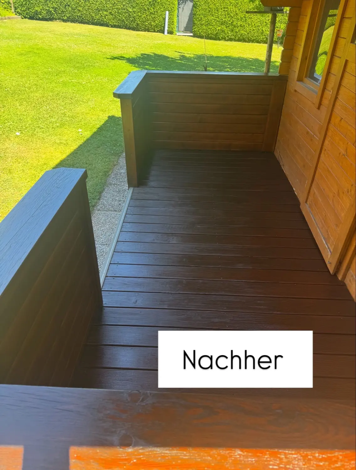 Terrassendielen nach der Lasur in dunklem Braun